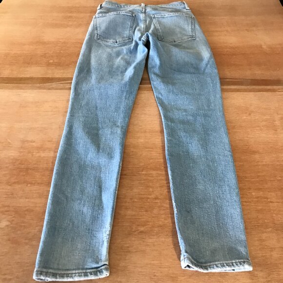 Agolde Nico Skinny Jeans Women 24 Blue Mid Rise Distressed Button Fly Stretch - Picture 2 of 14